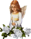 angel with candles and flowers