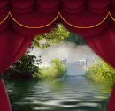Curtain frame animated lake