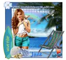 Girl with dog on the Beach - Jane