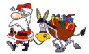 Santa Claus and donkey