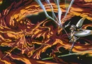 Sakura fighting some big scary fire thing