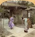 Vintage 1800s Geisha Bowing at the Gate