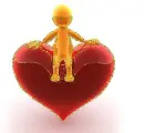 figure sitting on heart