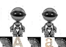 Silver Robots with A in Rose Gold