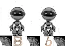 Silver Robots with B in Rose Gold