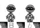 Silver Robots with B in White Gold