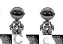 Silver Robots with C in White Gold