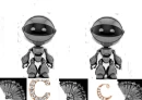 Silver Robots with C in Rose Gold