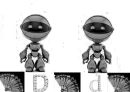 Silver Robots with D in White Gold 