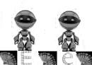 Silver Robots with E in White Gold  