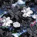 Seamless Butterfly Jewel Black and White Background