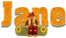 Scarecrow sitting on hay - Jane