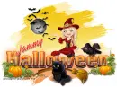 Halloween: Red Witch with Cat, Raven and Broomstick: Jammy
