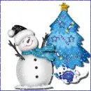 Background - Snowman - Tree - Cat