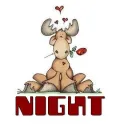 MOOSE HOLDING A ROSE.. SAYS "NIGHT "