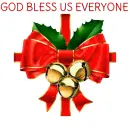 Glittered Christmas Bow saying "GOD BLESS US EVERYONE"