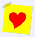 red heart in yellow