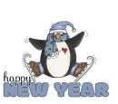 ICE SKATING PENGUIN saying... HAPPY NEW YEAR