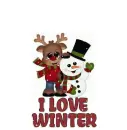 Snowfall on the Reindeerb& Snowman Saying.. I LOVE WINTER