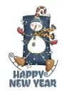 Glittered Snowman saying "HAPPY NEW YEAR"