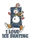 SNOWING ON AN ICE SKATING SNOWMAN