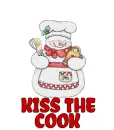 Glitter SNOWMAN CHEF  saying "KISS THE COOK"
