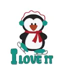 Skating Penguin Saying.. "i love it"
