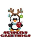SNOWING ON CHRISTMAS PENGUIN SAYING "SEASON'S GREETINGS"