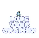 DANCING PENGUIN SAYING "LOVE YOUR GRAPHIX"