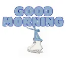 SNOWING ON ICE SKATES.. "GOOD MORNING"