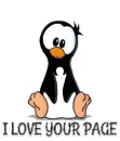 ANIMATED PENGUIN SAYING ""I LOVE YOUR PAGE"
