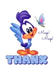 Baby Roadrunner saying "THANX"