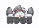 SNOWING ON A SNOWMAN SAYING "HUGS"