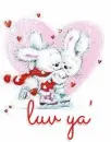 Valentines Bunnys Ice Skating.. saying "luv ya"