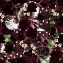 Red roses and polka dot ribbon seamless background