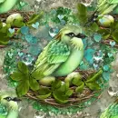 Seamless Background Bird in Nest
