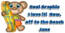 Bear with surf board - Jane