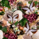 Seamless Beach Background Butterflies Seashells