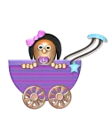 baby girl cartoon in carriage