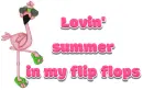 Flamingo in flip flops