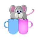 mouse putting fingers in coffee cup