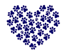 Black Paw Print Heart