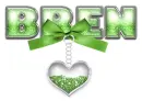 BOW HEART GREEN BREN TEXT