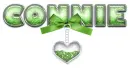 BOW HEART GREEN CONNIE TEXT