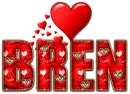 RED LOVE LETTER HEART BREN TEXT