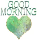 GOOD MORNING, hearts, green, acid wash