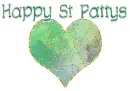 Happy St Pattys, hearts, glitter