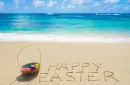 Beach scene Happy Easter