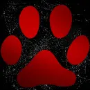 cat paw red black