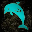 Dolphin teal gold